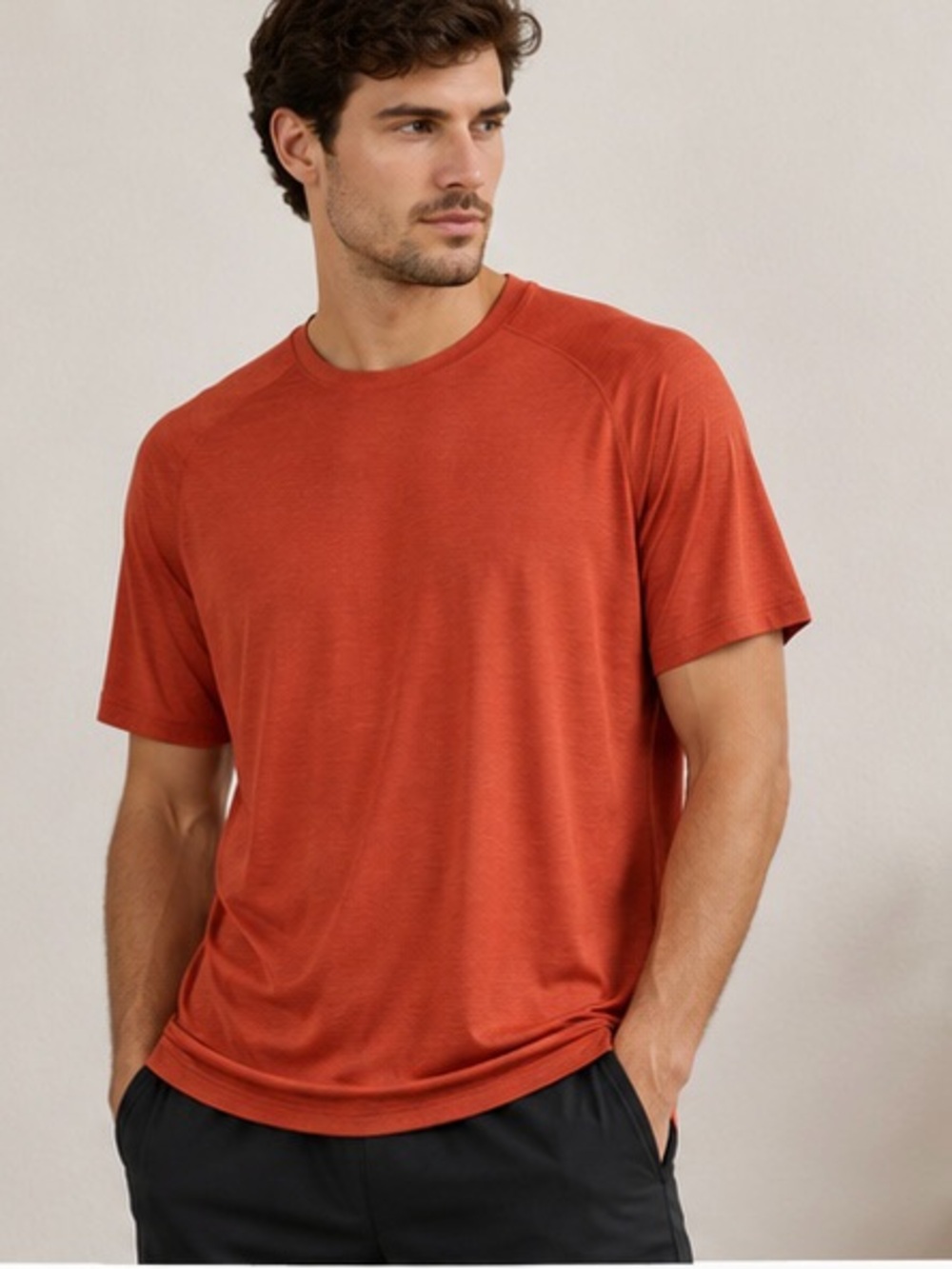 Lululemon Men’s Orange Technical Short Sleeve Shirt Athletic Workout